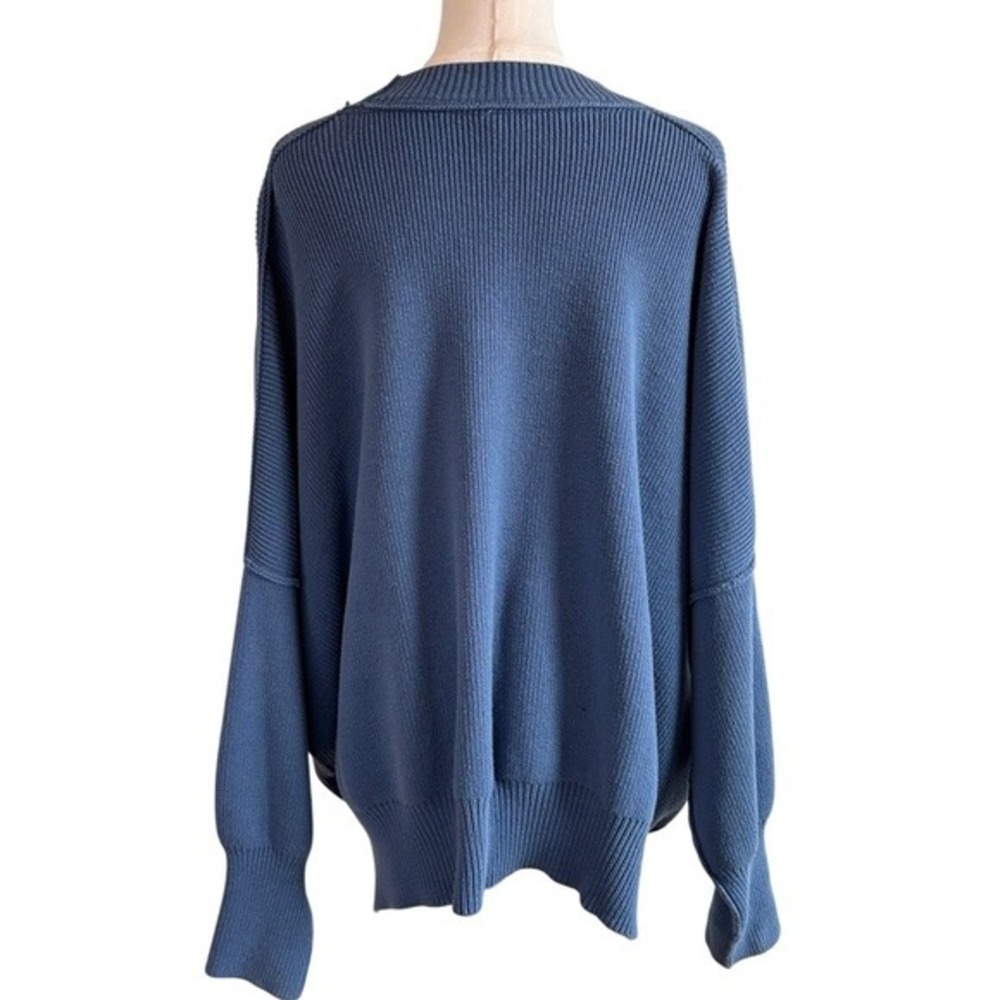 Free People Sweater Blue Size M Oversized Ribbed Knit Boho Consign - Picture 5 of 9